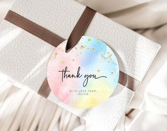 Editable Pastel Thank You Tags Rainbow Thank You Gift Tags Colorful Pastel F