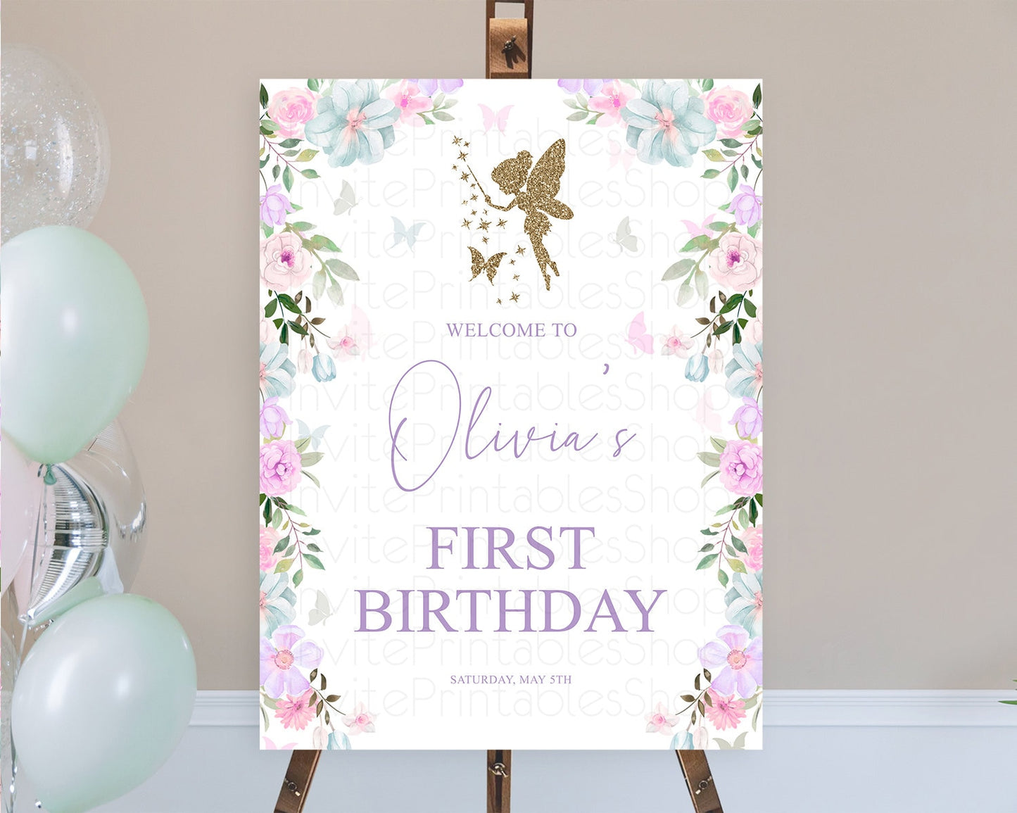 Fairy Welcome Sign Fairy Welcome Board Enchanted Garden Pastel Floral Butterfly Décor Secret Garden First Birthday Welcome Sign D10475