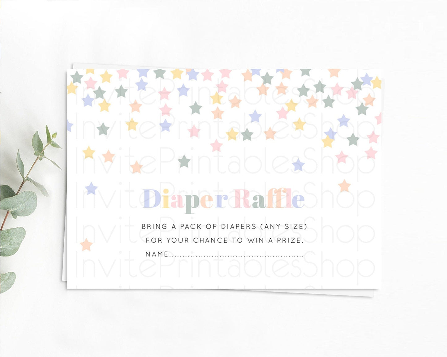 Pastel Star Diaper Raffle Card Shooting Star Diaper Raffle Insert Twinkle Little Star Diaper Ticket Rainbow Confetti Raffle Game D10795