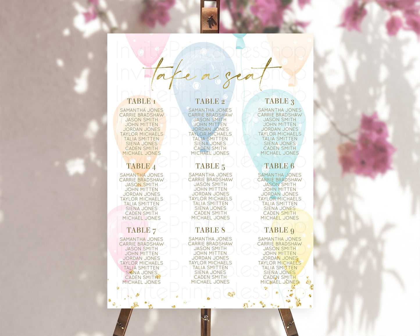 Balloon Seating Chart Pastel Seating Chart Pastel Balloon Seating Sign Colorful Pastel Rainbow Balloon Seating Board Balloon Décor D10182