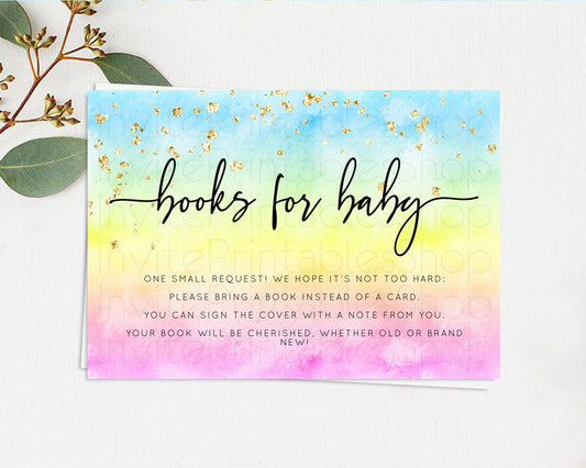 Editable Pastel Books For Baby Card Pastel Rainbow Book Insert Colorful Ombr