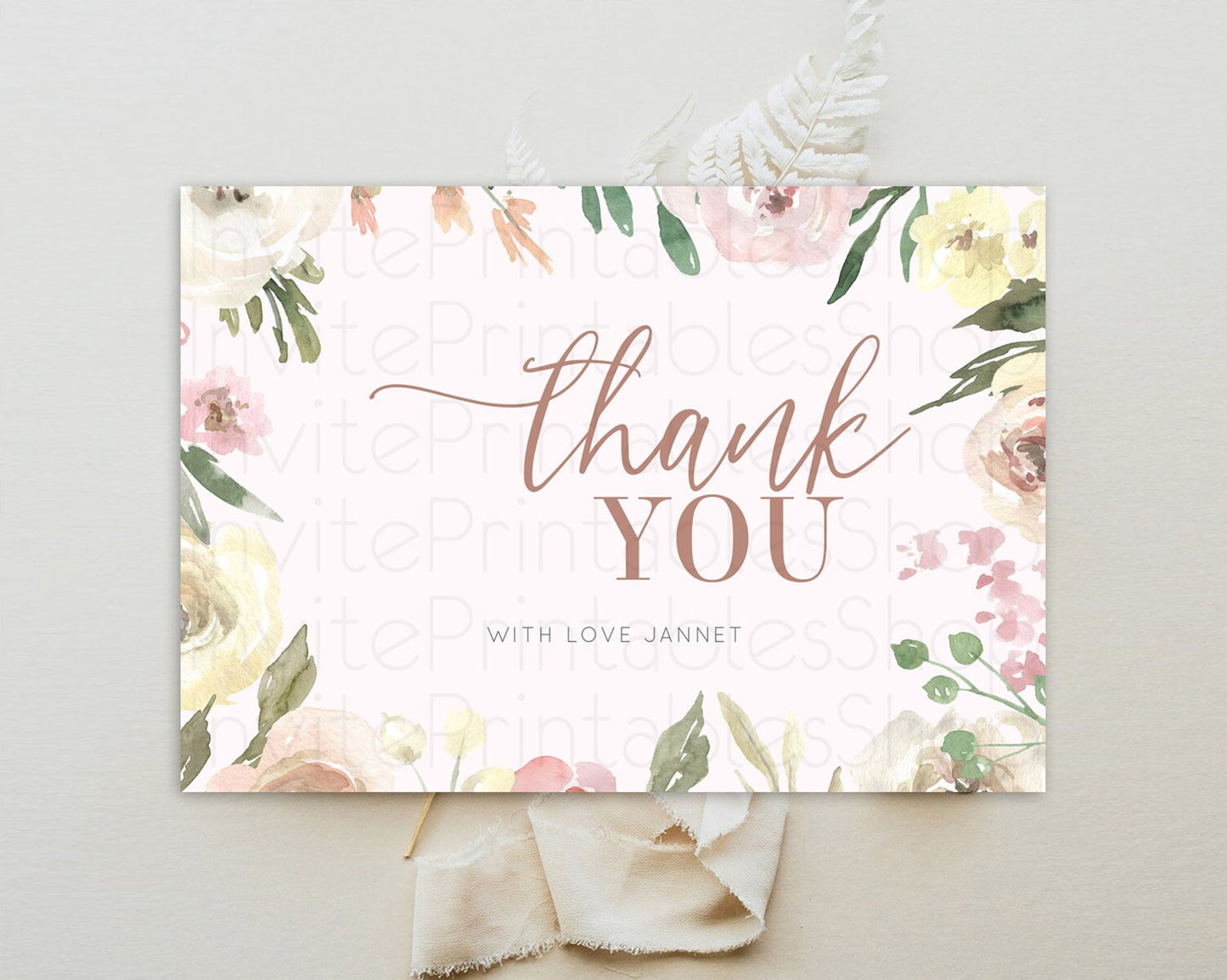 Secret Garden Thank You Wildflower Thank You Card Pastel Flower Garden Birthday Thank You Card Boho Floral Teacher Thank You Card D10192