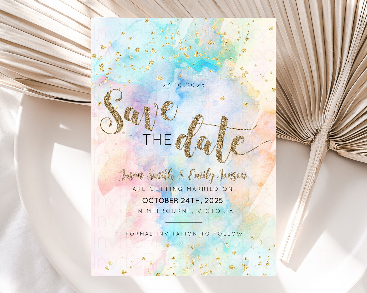 Pastel Save The Date Pastel Colors Save The Date Rainbow Colors Save The Date Ombre Invite Splash Wedding Engaged Baptism Christening 276