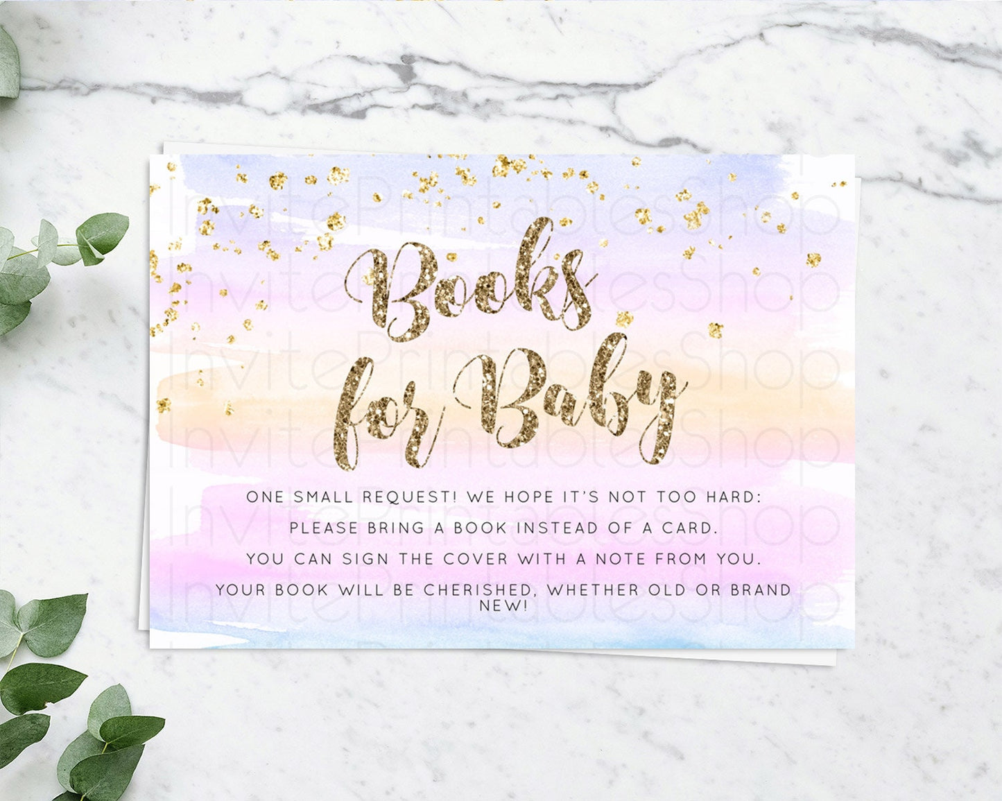 Pastel Books For Baby Card Pastel Rainbow Book Insert Colorful Ombre Watercolor Book Card Confetti Glitter Baby Book Poem Request D10595