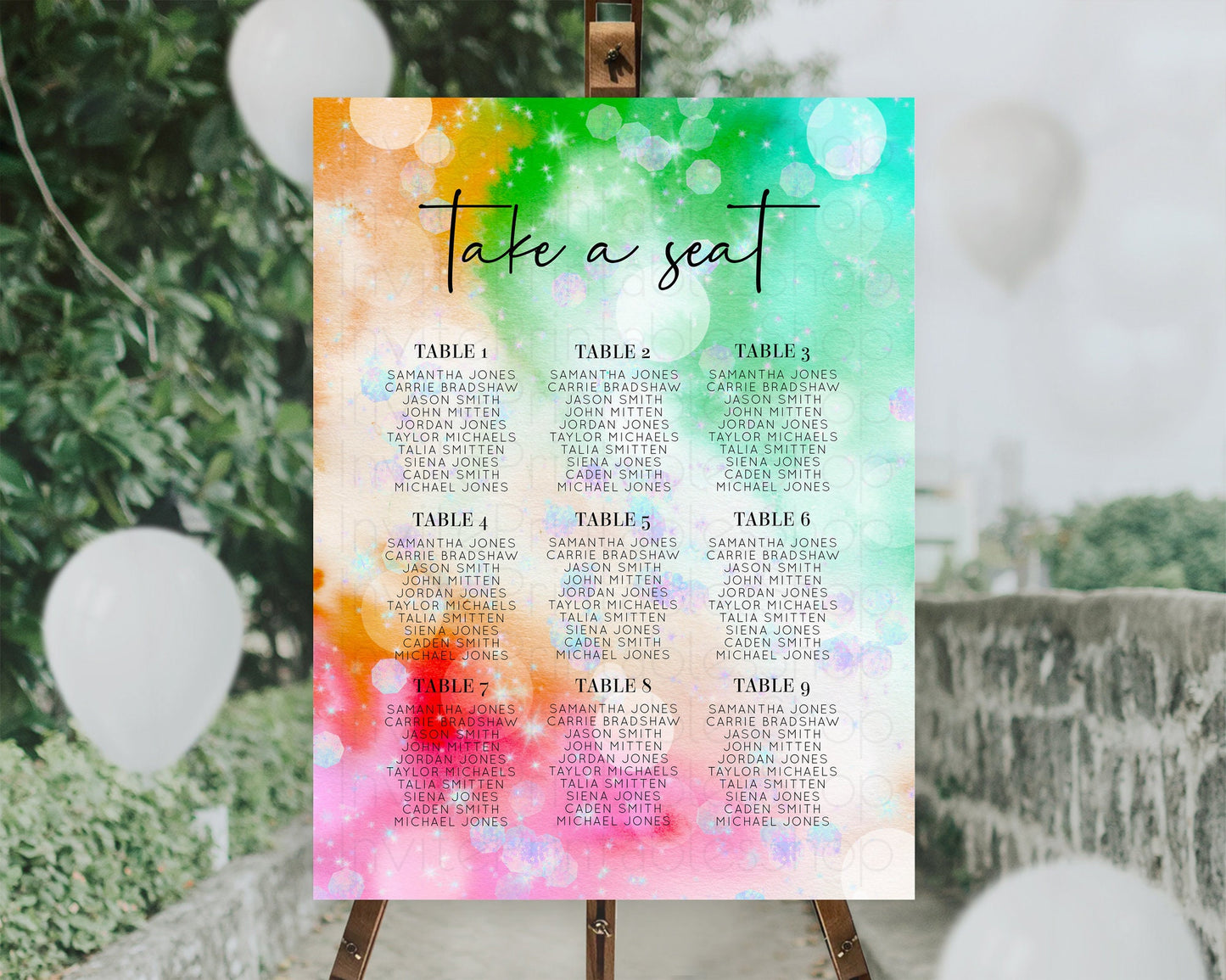 Rainbow Seating Chart Pastel Seating Chart Iridescent Sprinkles Colorful Pastel Watercolor Seating Sign Ombre Pastel Take A Seat D10691