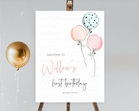 Editable Pastel Balloons Welcome Sign Colorful Balloon Welcome Board Rainbow