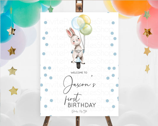 Editable Bunny Welcome Sign Bunny Balloon Welcome Board Colorful Pastel Conf