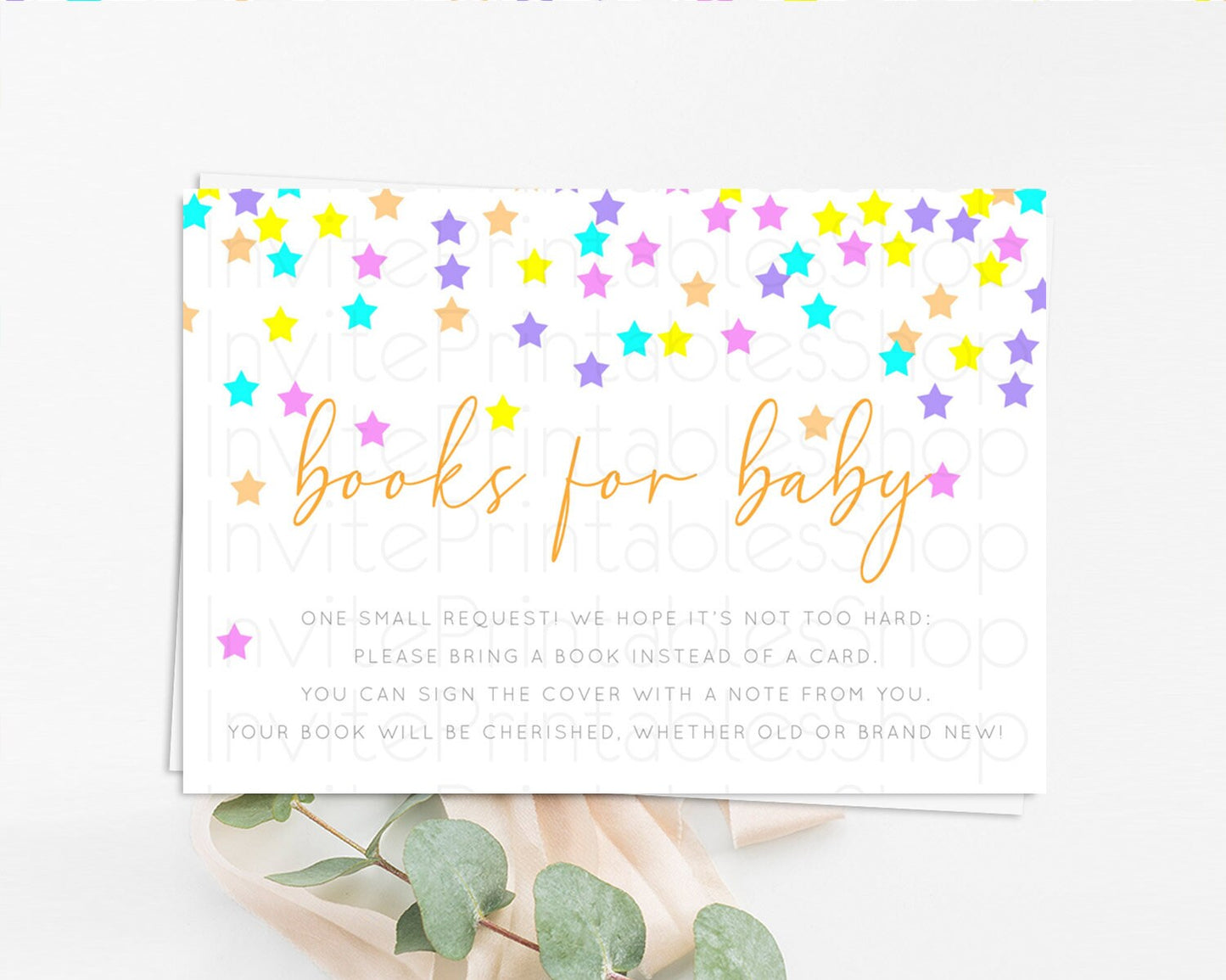 Pastel Star Books For Baby Card Shooting Star Book Insert Twinkle Little Star Book Card Rainbow Confetti Guests Book Poem Request D10397