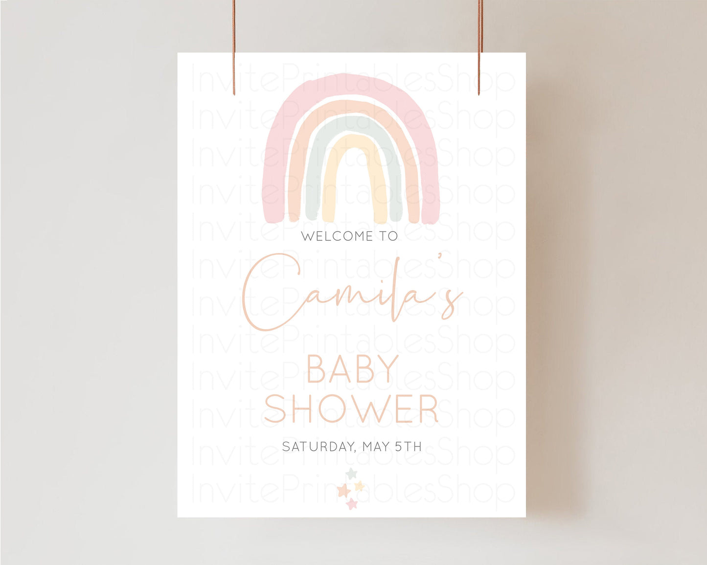 Boho Rainbow Welcome Sign Pastel Pastel Rainbow Welcome Board Watercolor Colorful Blue Yellolw Pink Party Entry Sign Poster Baby Shower 14