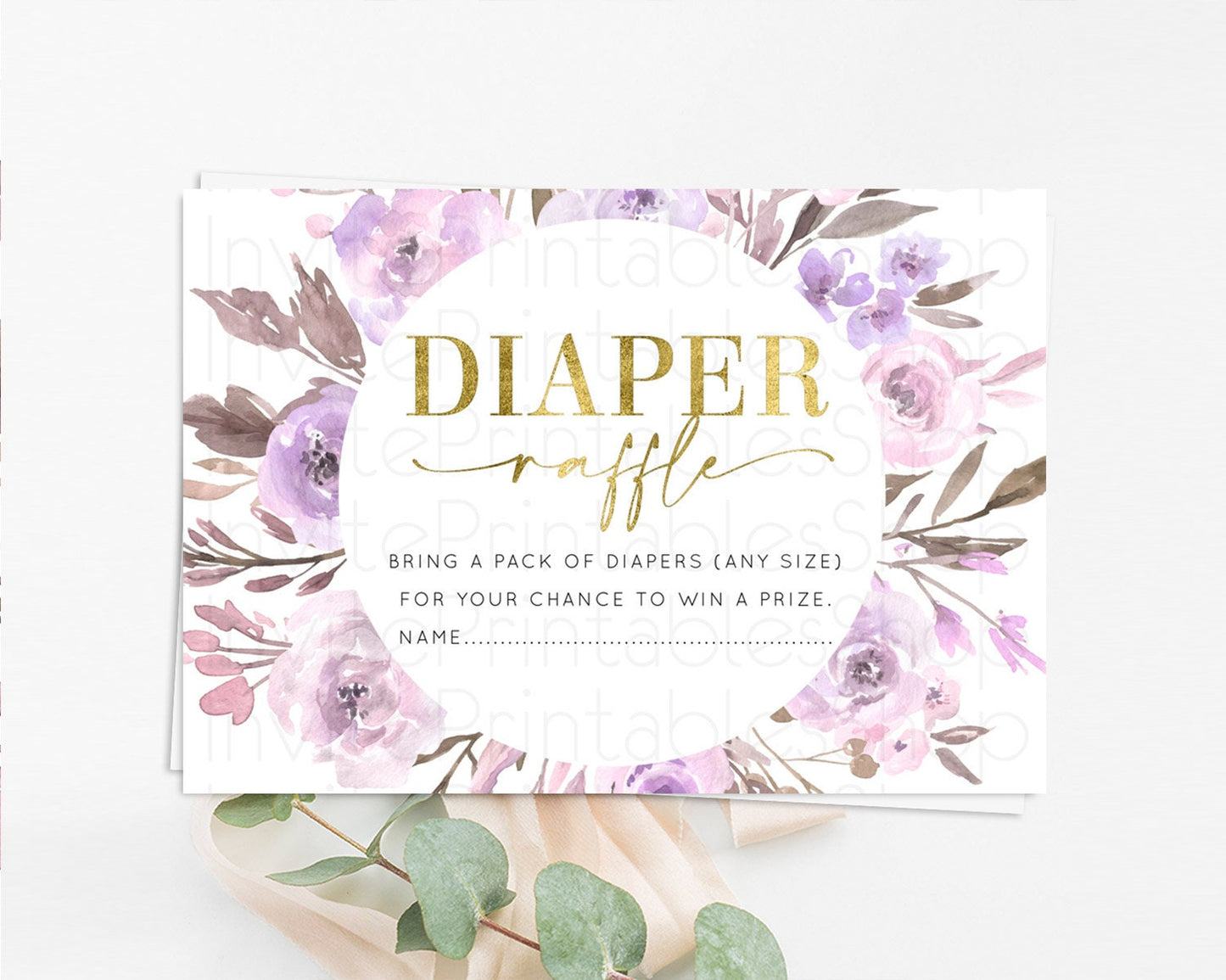 Secret Garden Diaper Raffle Card Boho Wildflower Diaper Raffle Insert Pastel Flower Garden Baby Shower Card Flower Raffle Game D10201