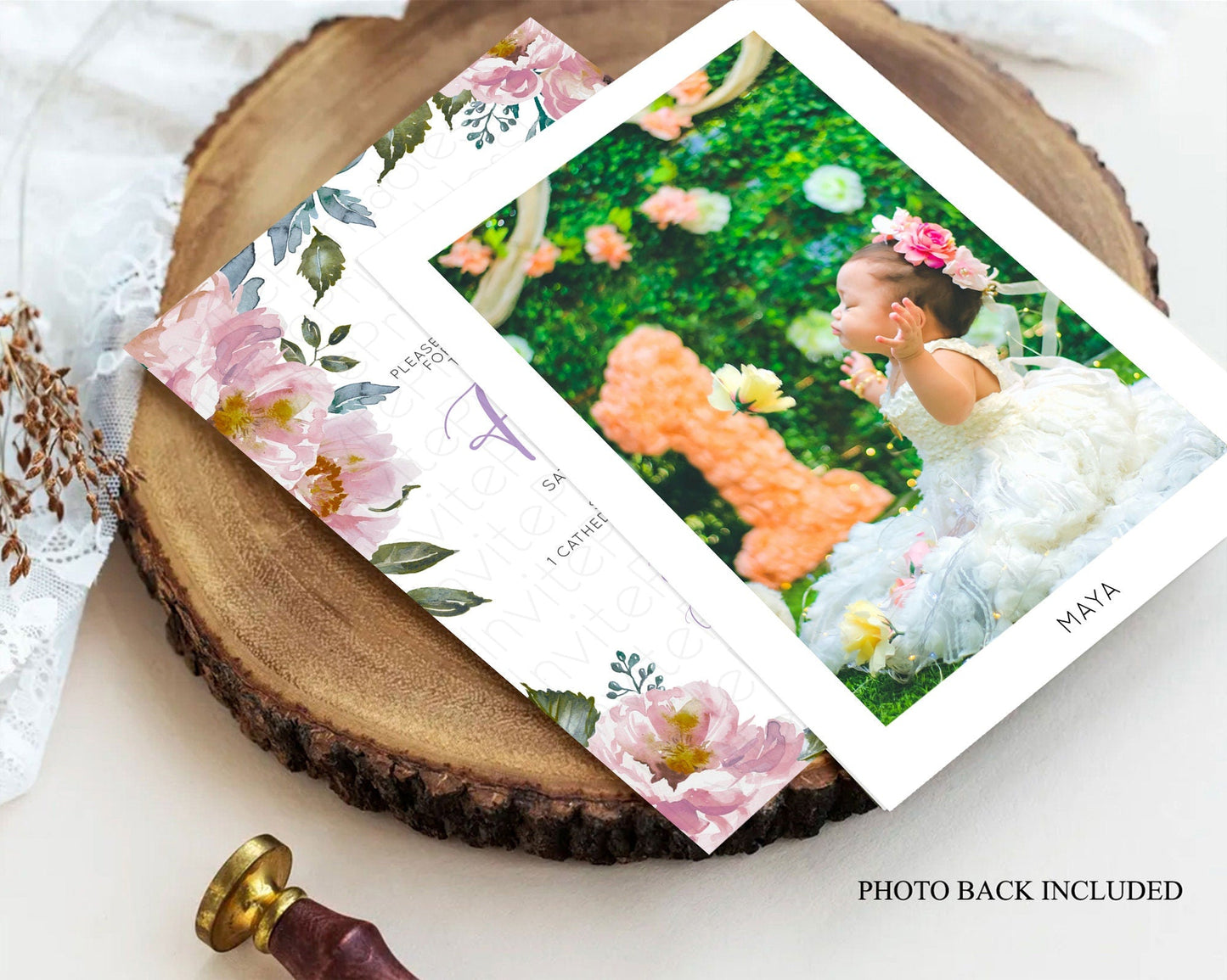 Secret Garden Baptism Invitation Wildflower Baptism Birthday Invite Pastel Flowers Christening Invite Enchanted Garden Boho Floral D10729