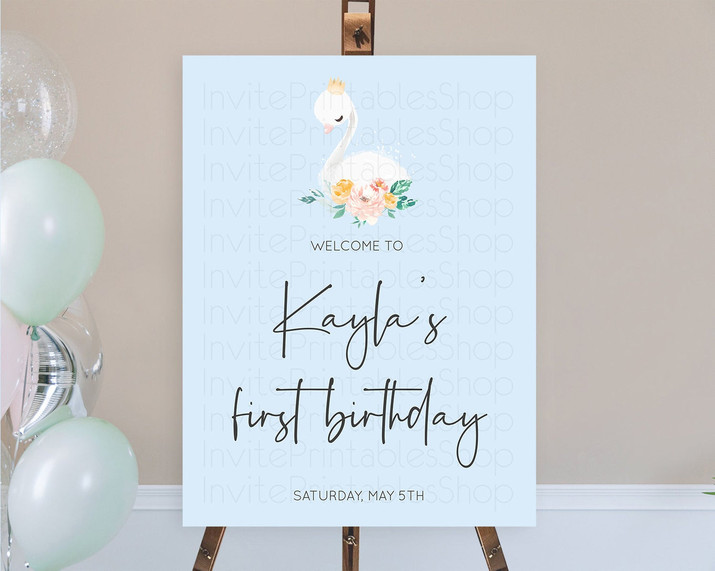 Swan Welcome Board Swan Princess Ballet Welcome Sign Enchanted Swan Lake Secret Garden Pastel Floral First Birthday Welcome Sign D10903