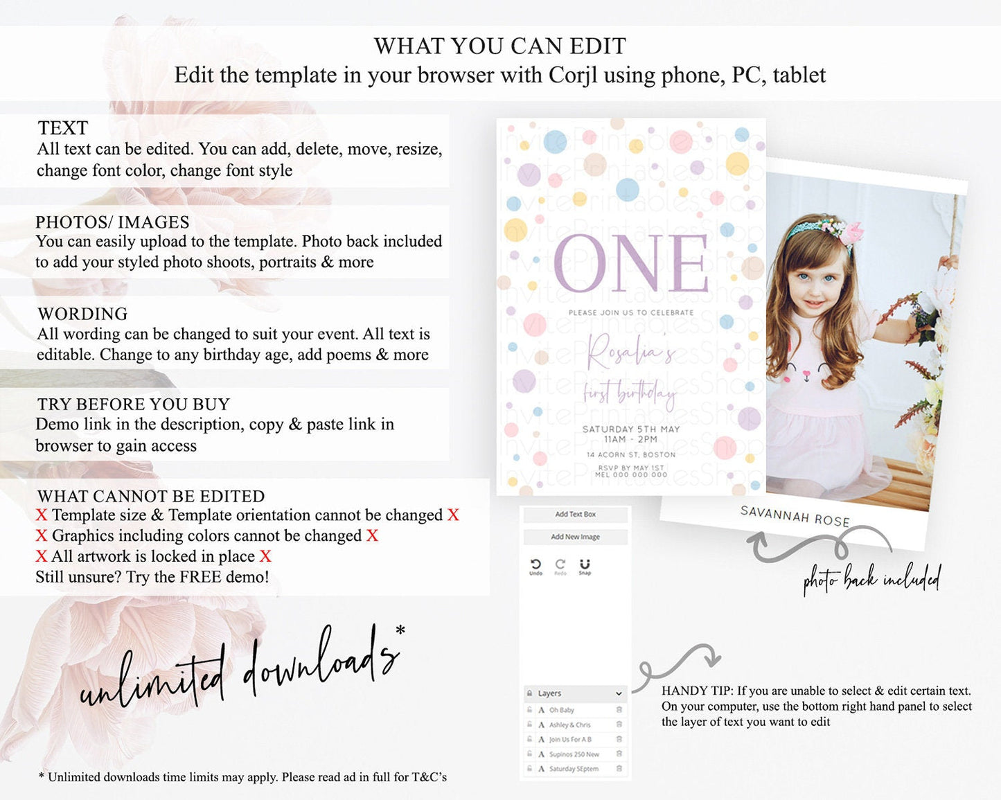 Pastel Birthday Invitation Pastel Confetti Birthday Invitation Bubbles Invitation Colorful Rainbow Confetti 2nd 1st First Birthday D10759