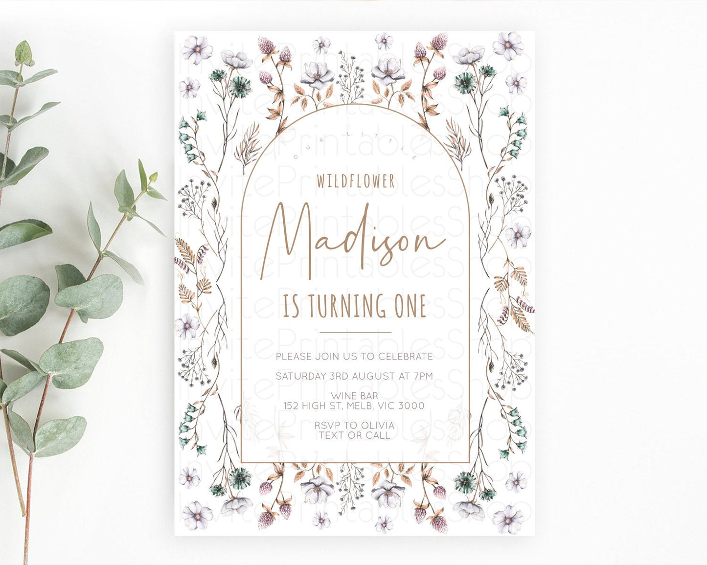 Secret Garden Invitation Wildflower Birthday Invitation Pastel Flowers Invite Enchanted Garden Boho Floral 3rd 2nd First Birthday D10604