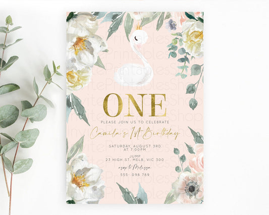Editable Swan Birthday Invitation Swan Princess Ballet Invitation Enchanted