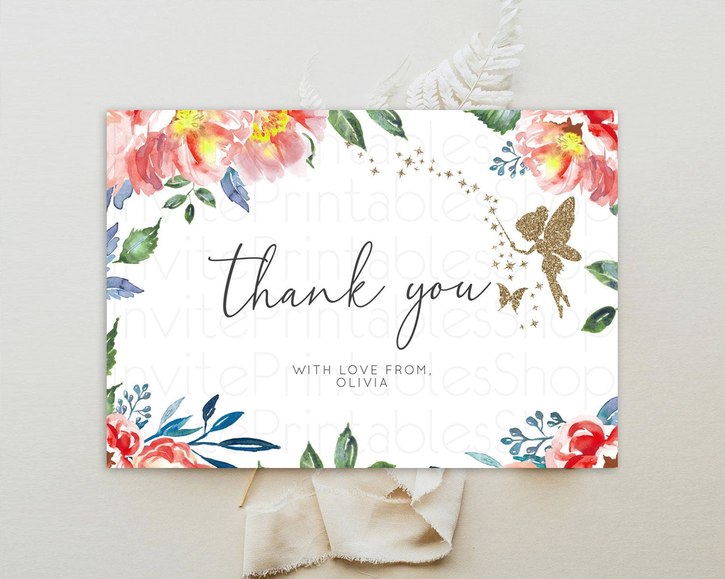Fairy Thank You Fairy Thank You Card Enchanted Garden Pastel Butterfly Birthday Thank You Floral Secret Garden Teacher Thank You D10752