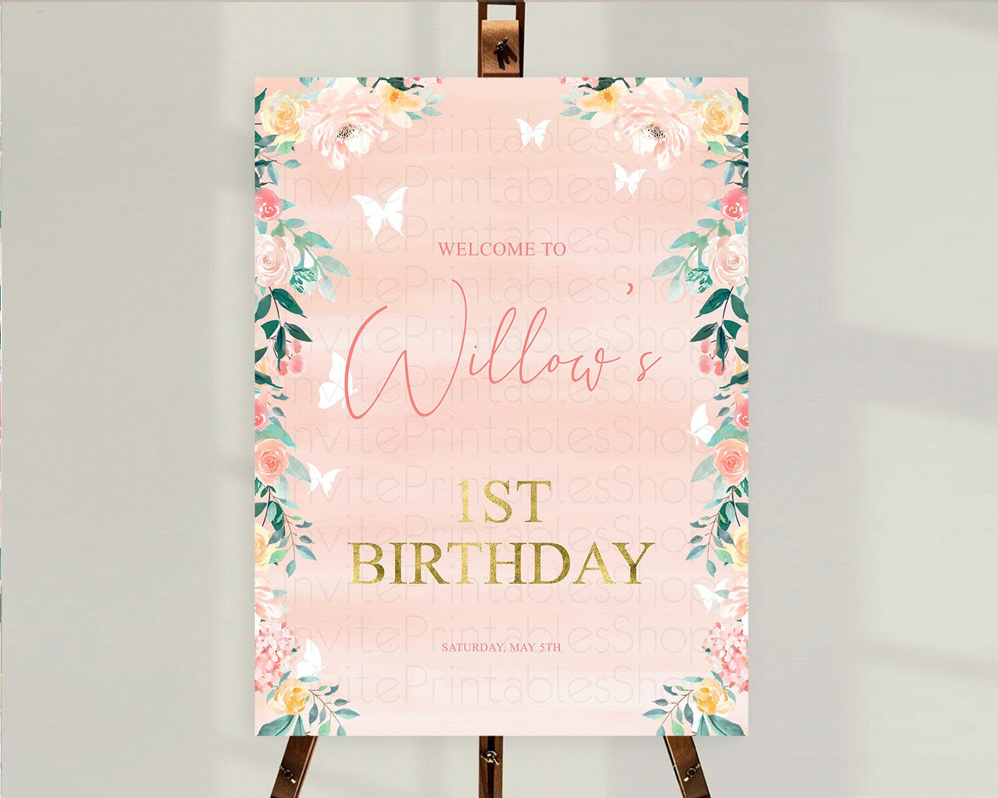 Secret Garden Welcome Sign Wildflower Welcome Board Pastel Flower Garden Welcome Poster Boho Wildflower First Birthday Welcome Sign D10245