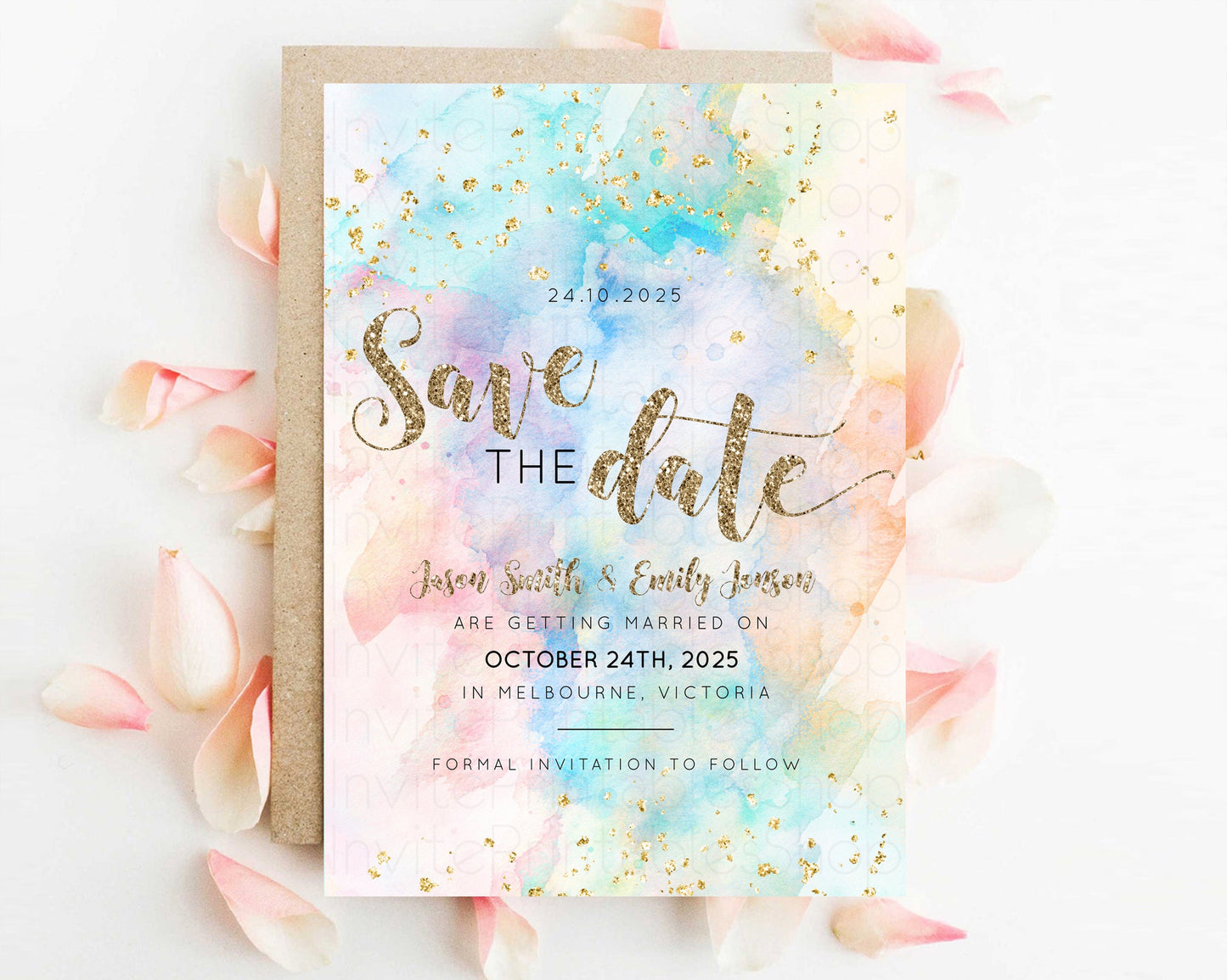 Pastel Save The Date Pastel Colors Save The Date Rainbow Colors Save The Date Ombre Invite Splash Wedding Engaged Baptism Christening 276