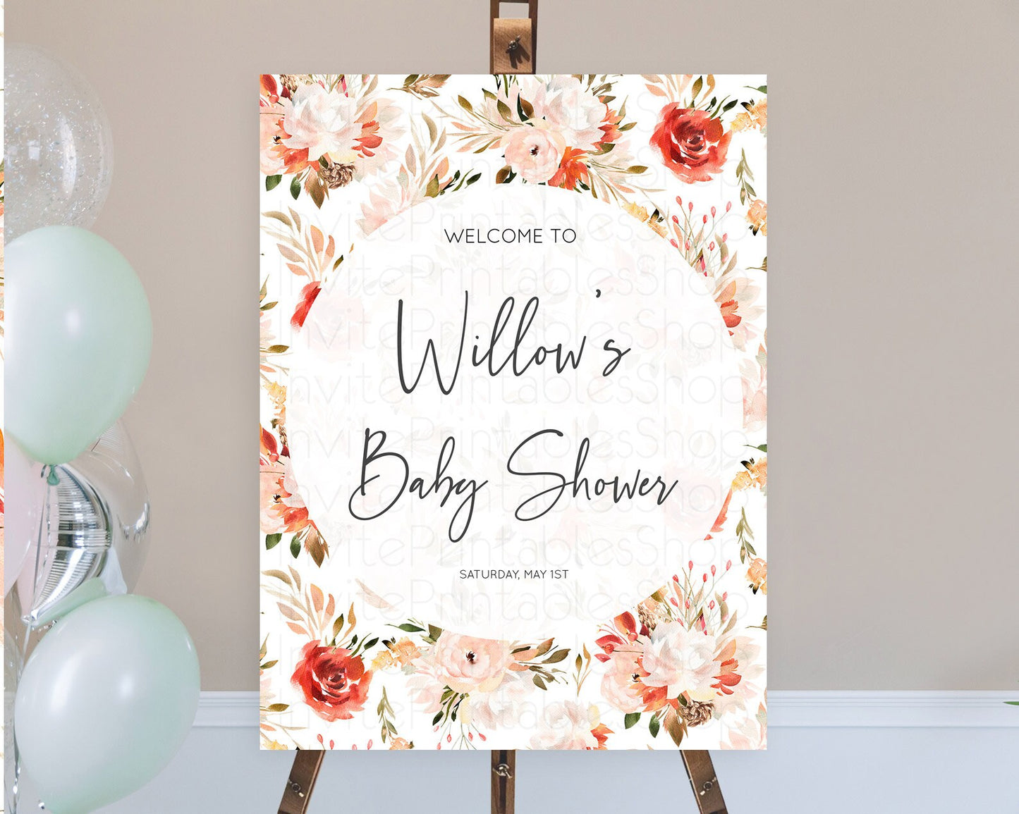 Secret Garden Baby Shower Welcome Sign Wildflower Welcome Board Pastel Flower Garden Welcome Poster Boho Wildflower Welcome Sign D10540