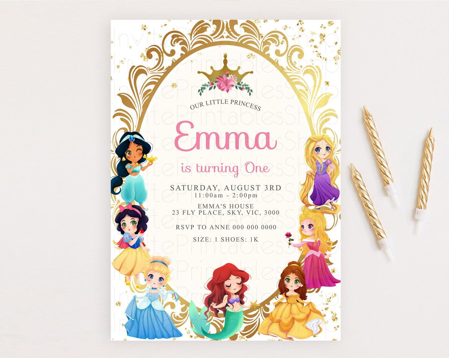 Editable Princess Birthday Invitation Castle Invitation Royal Birthday Fairy