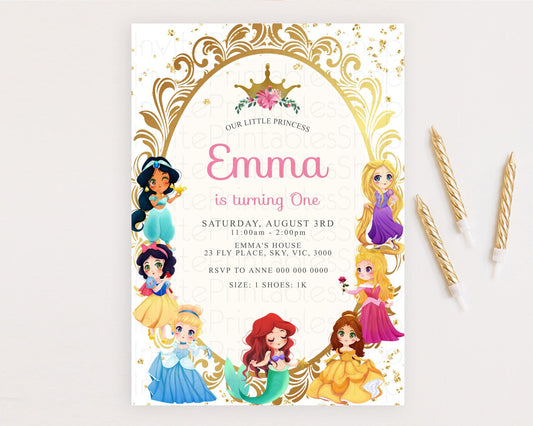 Editable Princess Birthday Invitation Castle Invitation Royal Birthday Fairy