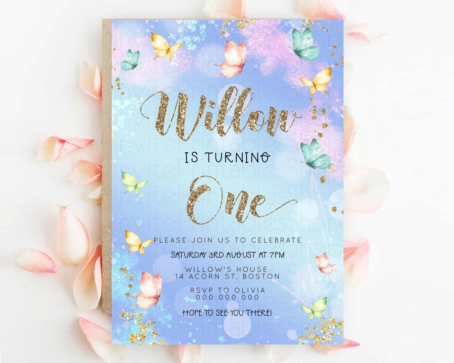 Editable Pastel Butterfly Birthday Invitation Butterfly Birthday Invitation