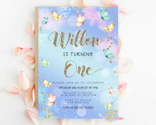 Editable Pastel Butterfly Birthday Invitation Butterfly Birthday Invitation
