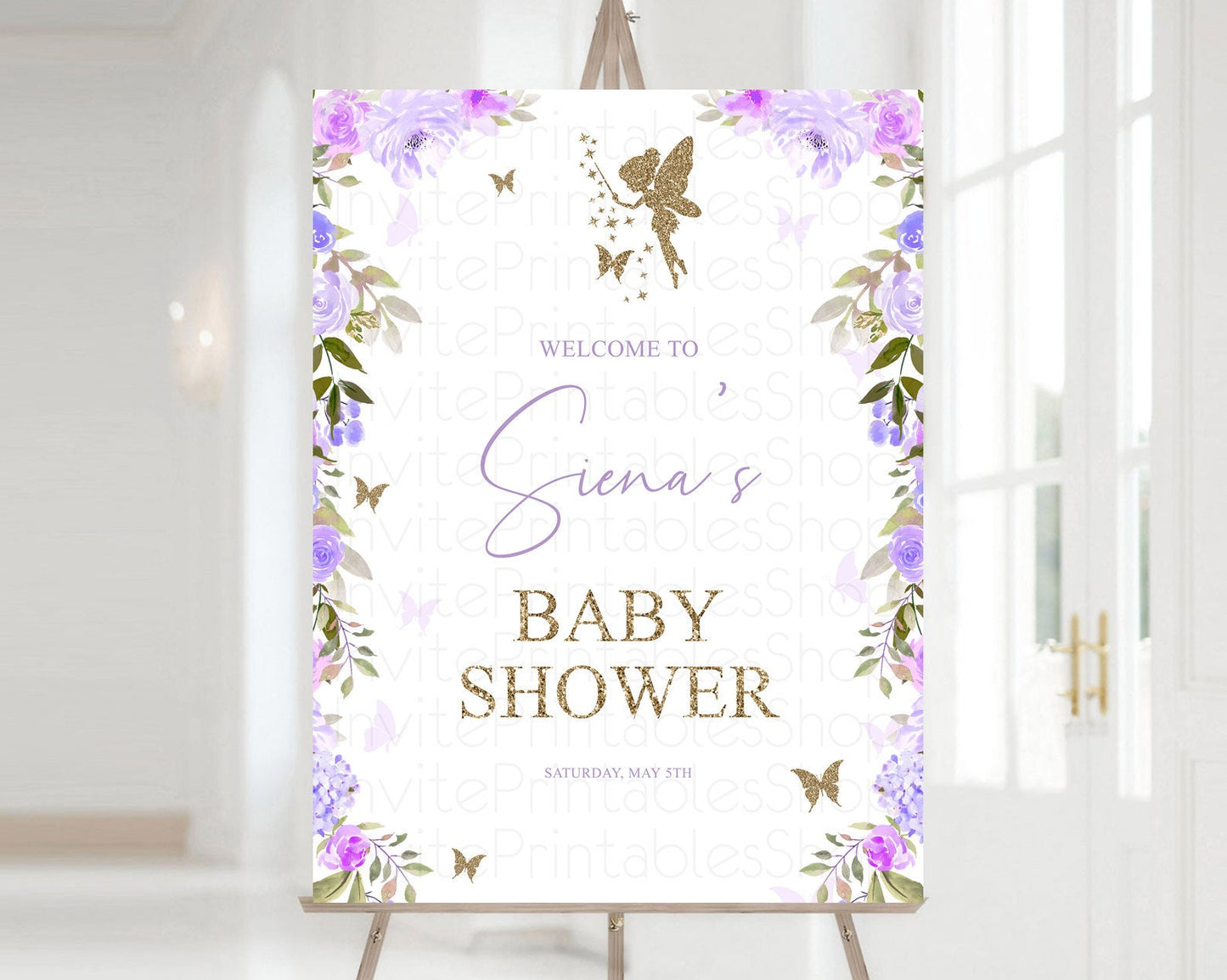 Editable Fairy Baby Shower Welcome Sign Fairy Welcome Board Enchanted Garden