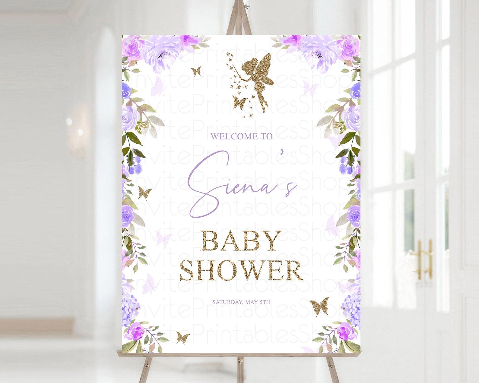 Editable Fairy Baby Shower Welcome Sign Fairy Welcome Board Enchanted Garden