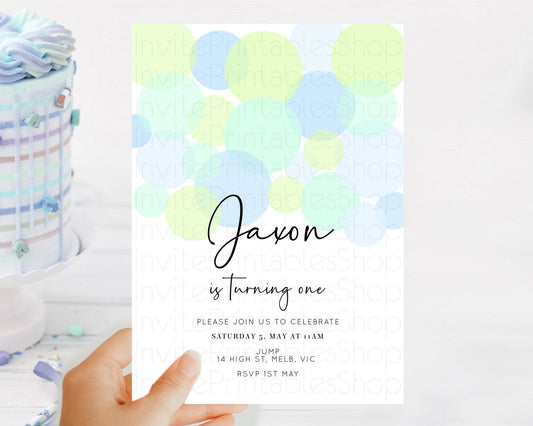 Pastel Birthday Invitation Pastel Confetti Birthday Invitation Bubbles Invitation Colorful Rainbow Confetti 2nd 1st First Birthday D10227