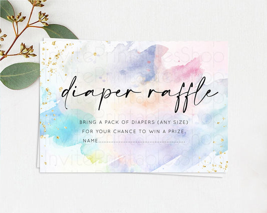 Editable Pastel Diaper Raffle Card Pastel Rainbow Diaper Raffle Insert Color
