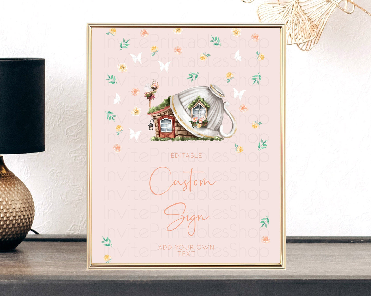 Fairy Sign Enchanted Garden Table Sign Decor Pastel Floral Butterfly Party Secret Garden Birthday Baptism Baby Shower Bridal Shower D10384