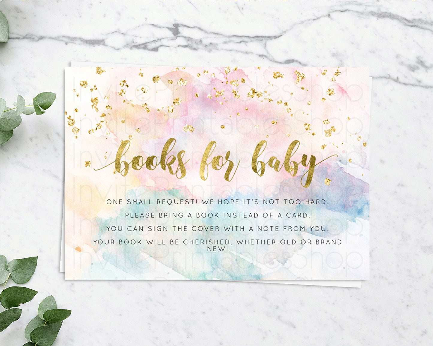 Pastel Books For Baby Card Pastel Rainbow Book Insert Colorful Ombre Watercolor Book Card Confetti Glitter Baby Book Poem Request D10265