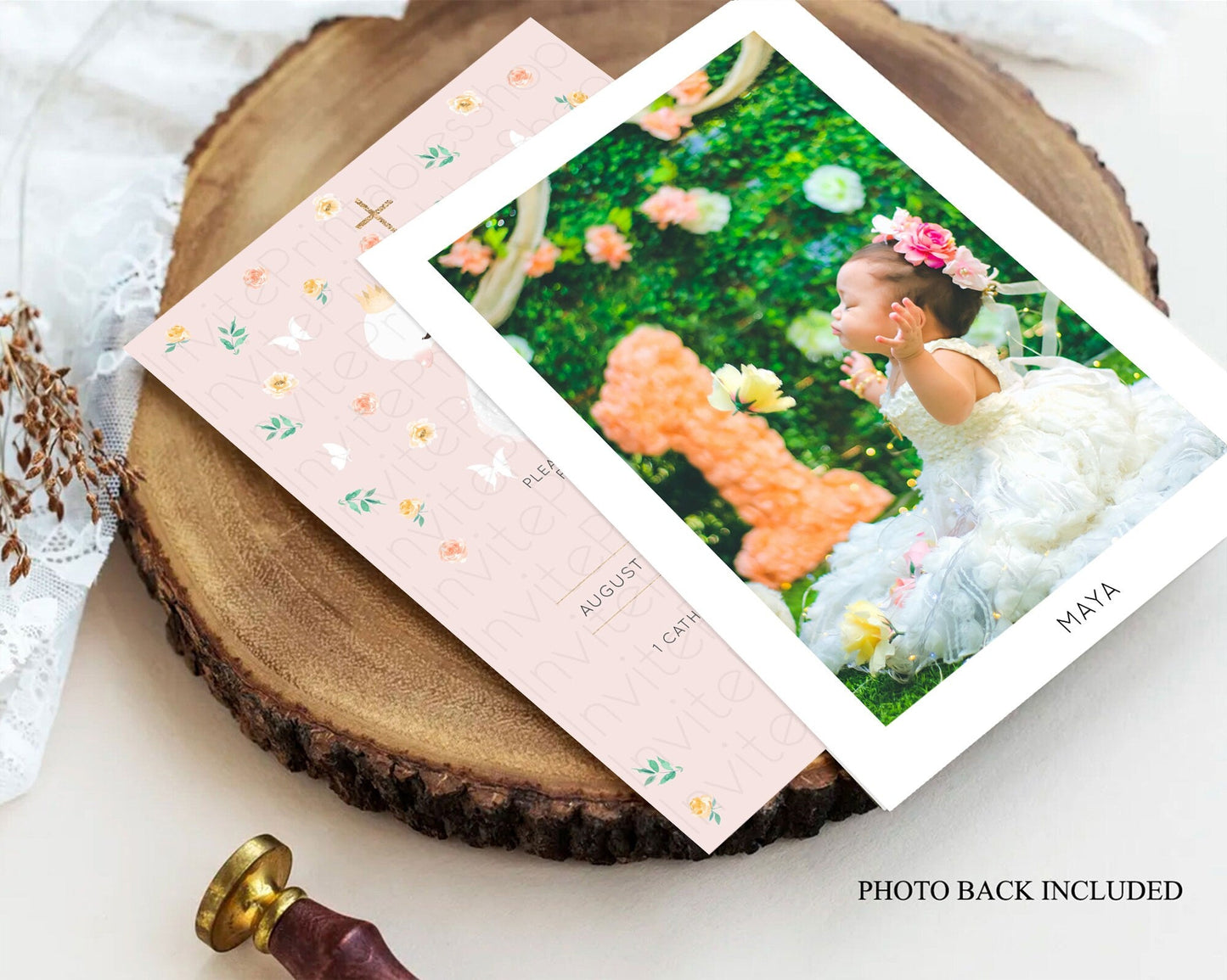 Swan Lake Baptism Invitation Swan Princess Ballet Baptism 1st Birthday Enchanted Forest Secret Garden Watercolour Pastel Floral D10388