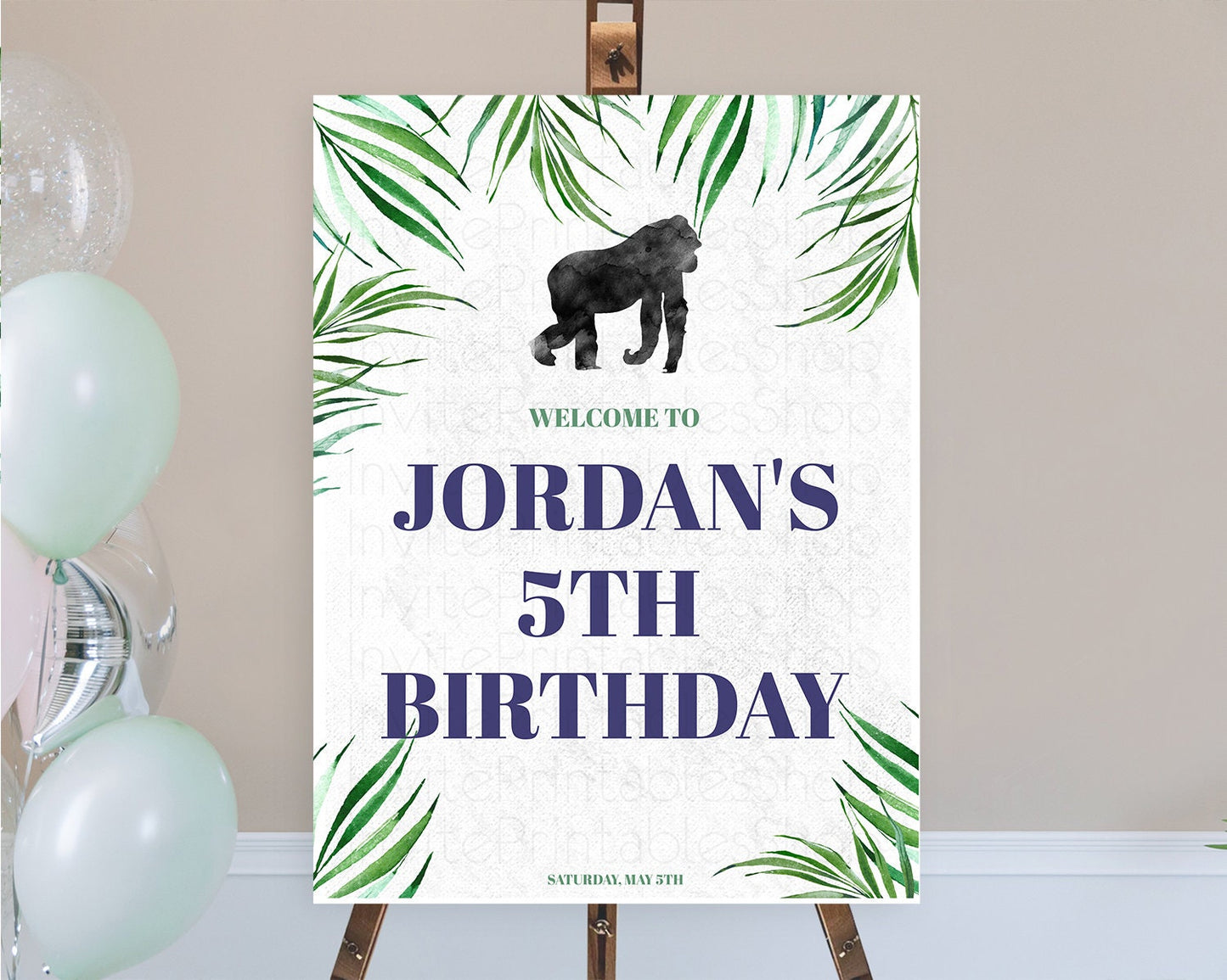 Gorilla Welcome Sign Gorilla Welcome Board Gorilla Party Welcome Poster Safari Adventure Decor Gorilla First Birthday Welcome Sign D10840