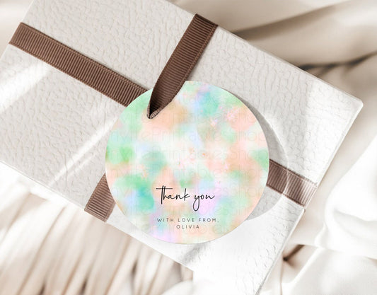 Pastel Thank You Tags Rainbow Thank You Gift Tags Colorful Pastel Favor Tags Confetti Watercolor Pastel First Birthday Thank You D10693