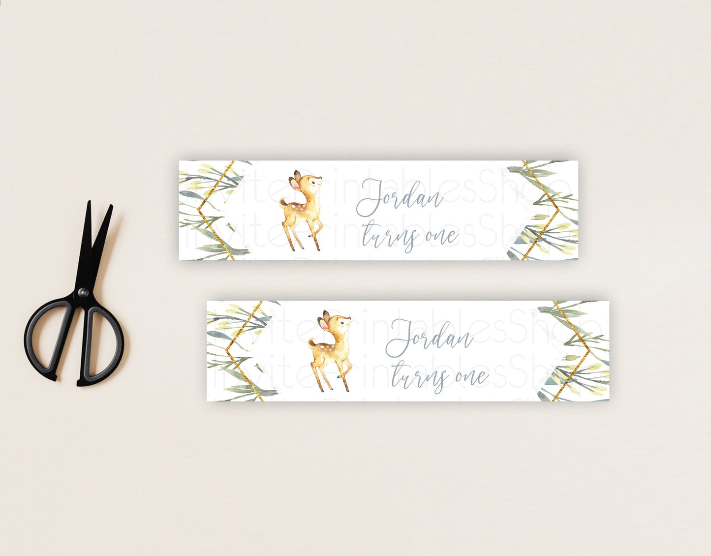 Fawn Deer Water Label Template Pastel Floral Deer Enchanted Forest Butterfly Party Decor Birthday Baptism Baby Shower Bridal Shower D10400