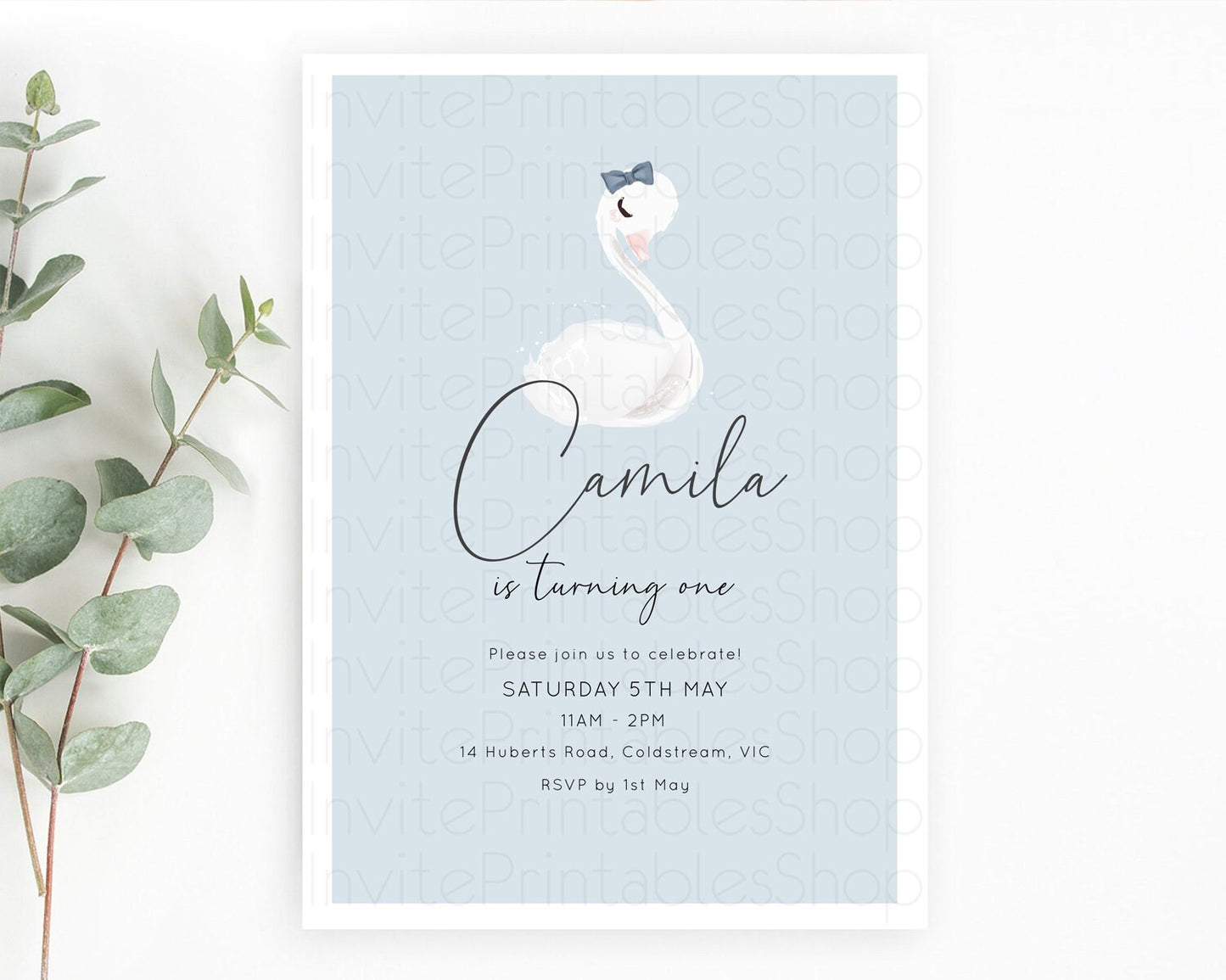 Swan Birthday Invitation Swan Princess Ballet Invitation Enchanted Forest Swan Lake Party Secret Garden Watercolour Pastel Floral D10760