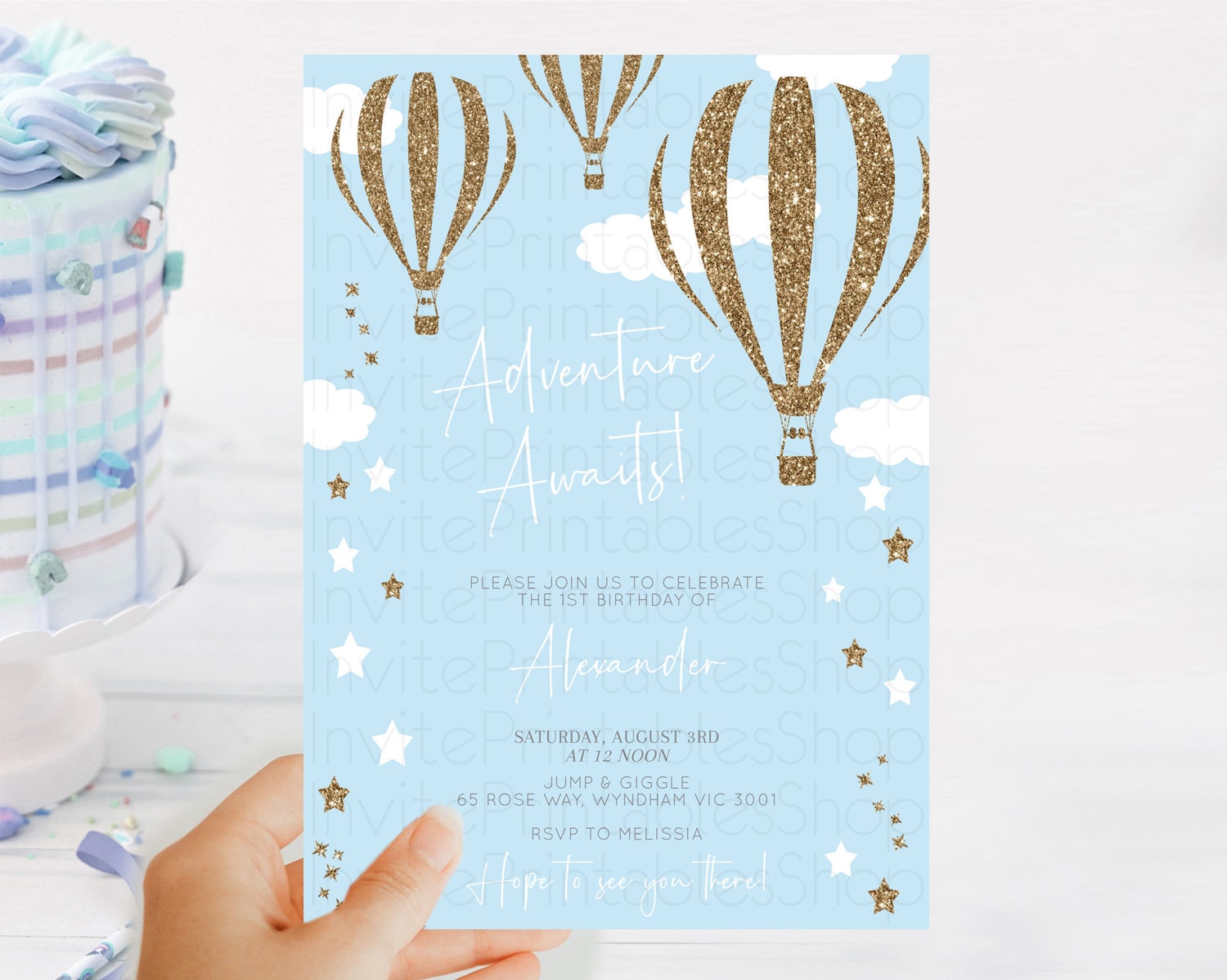 Editable Hot Air Balloon Birthday Invitation Hot Air Balloon Invites Adventu