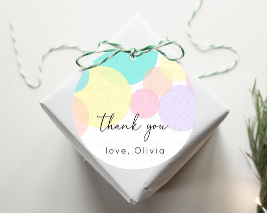 Rainbow Thank You Tags Pastel Thank You Gift Tags Pastel Rainbow Favor Tags Confetti Colorful Pastel Tags First Birthday Thank You D10784