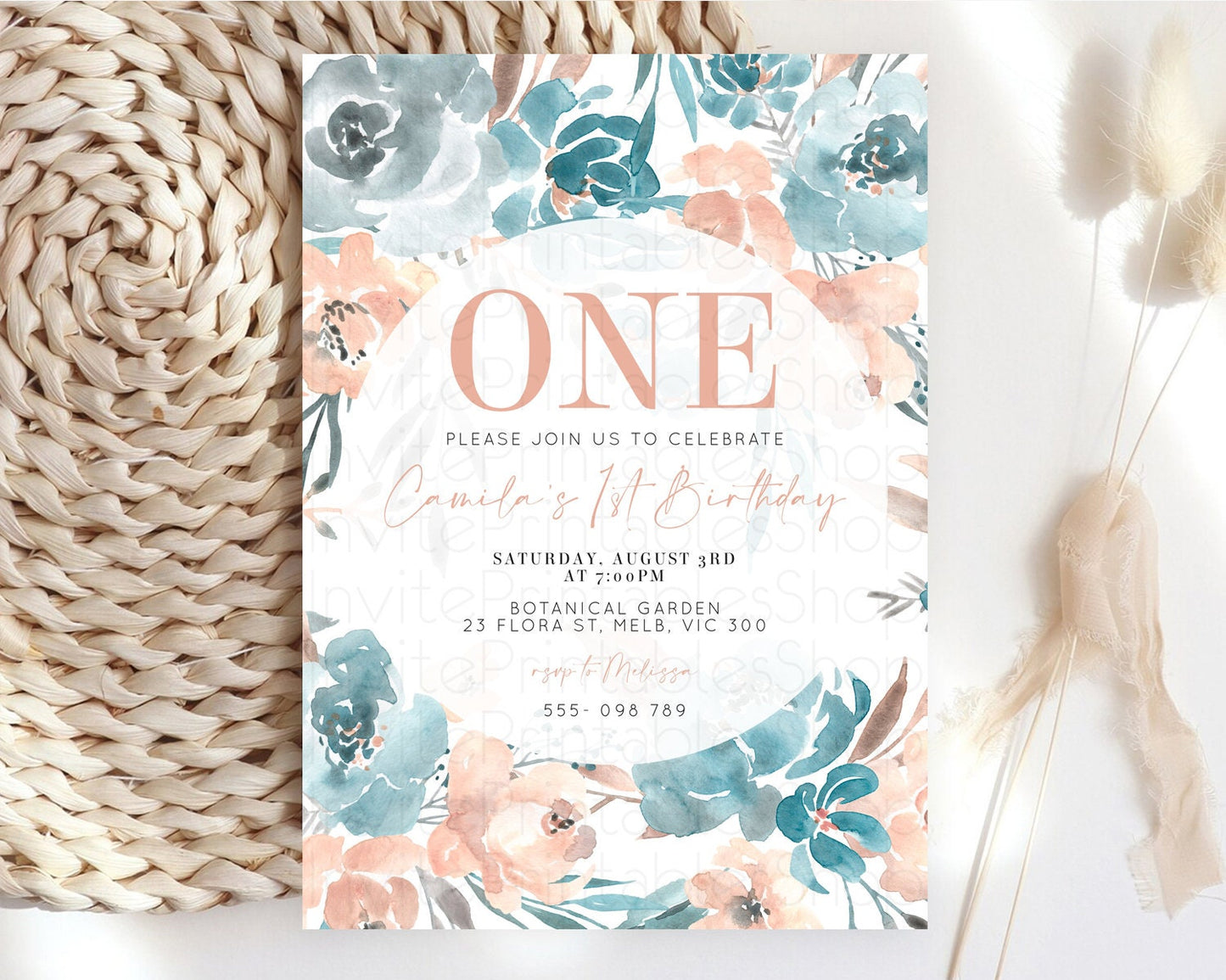 Secret Garden Invitation Wildflower Birthday Invitation Pastel Flowers Invite Enchanted Garden Boho Floral 3rd 2nd First Birthday D10190