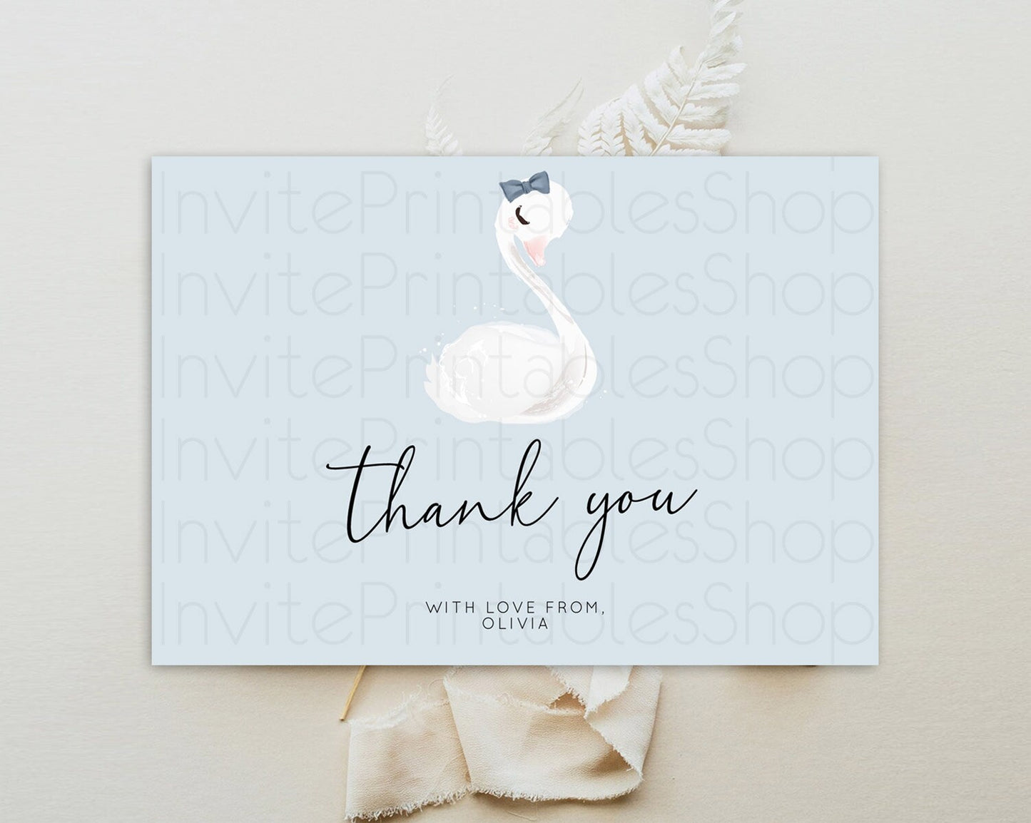 Swan Thank You Swan Princess Ballet Thank You Card Swan Lake Birthday Thank You Cards Secret Garden Pastel Floral Teacher Thank You D10760