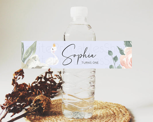 Editable Swan Water Label Template Swan Princess Ballet Party Decor Enchante