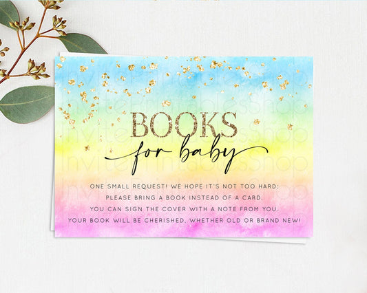 Editable Pastel Books For Baby Card Pastel Rainbow Book Insert Colorful Ombr