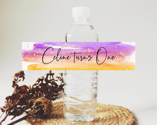 Editable Pastel Water Label Template Pastel Ombre Rainbow Watercolor Colorfu