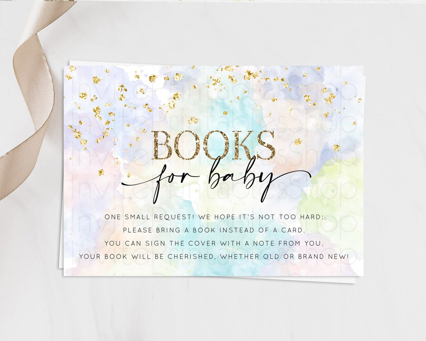 Pastel Books For Baby Card Pastel Rainbow Book Insert Colorful Ombre Watercolor Book Card Confetti Glitter Baby Book Poem Request D10613