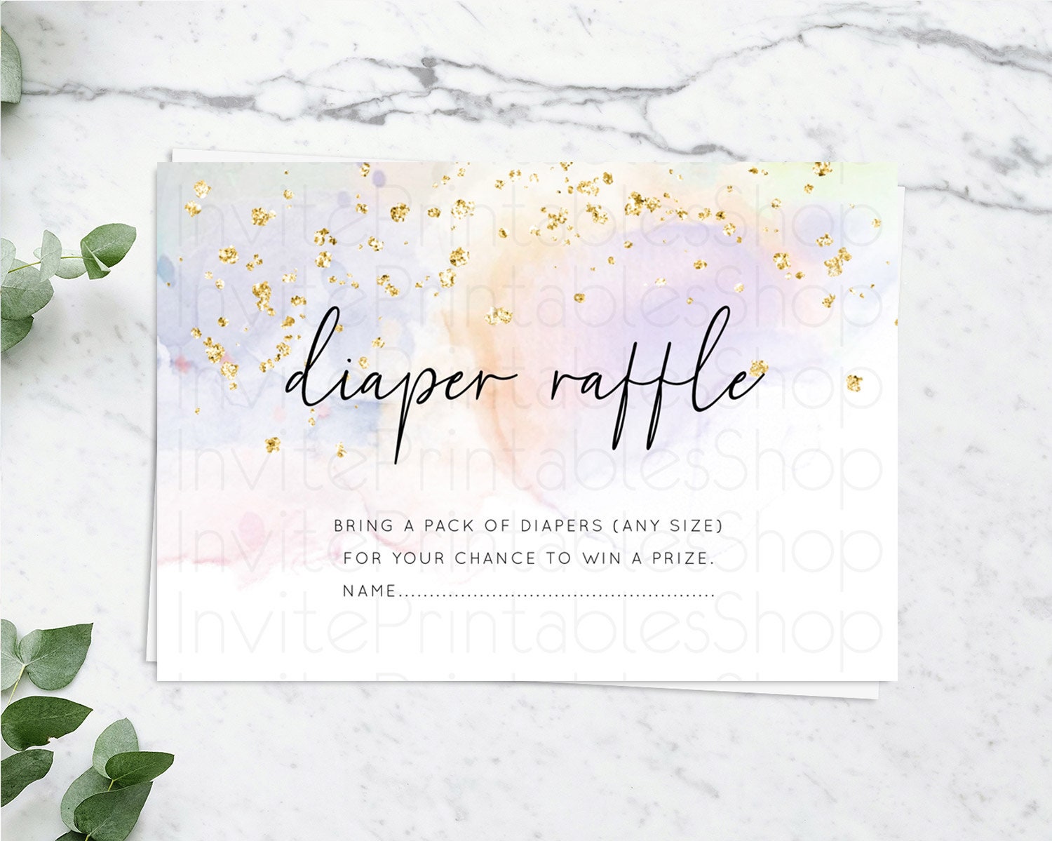Editable Pastel Diaper Raffle Card Pastel Rainbow Diaper Raffle Insert Color