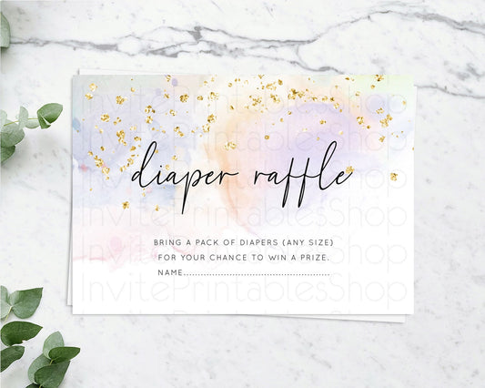Editable Pastel Diaper Raffle Card Pastel Rainbow Diaper Raffle Insert Color