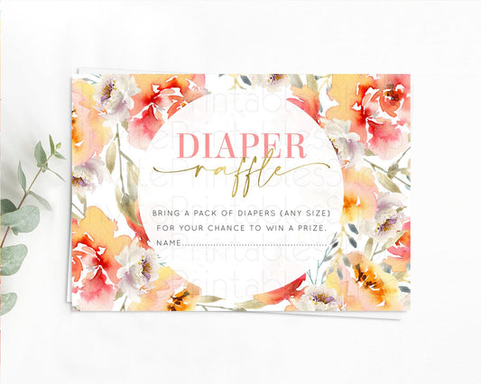 Secret Garden Diaper Raffle Card Boho Wildflower Diaper Raffle Insert Pastel Flower Garden Baby Shower Card Flower Raffle Game D10280