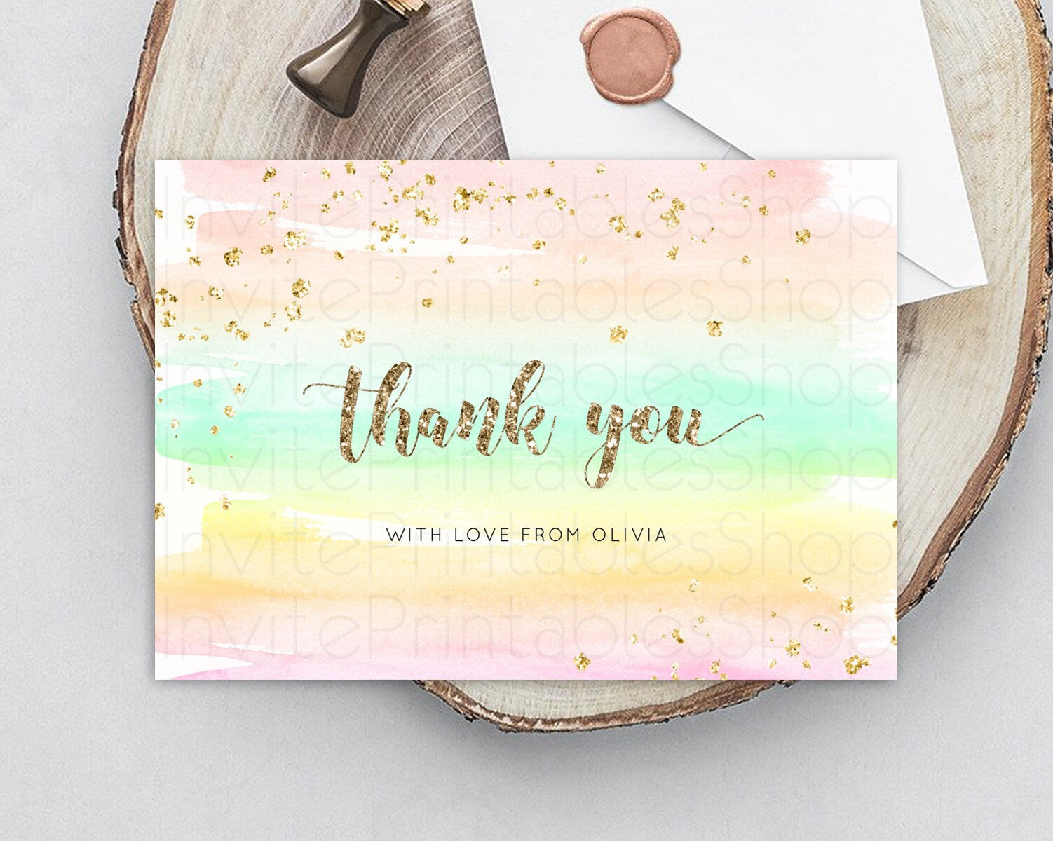 Editable Pastel Thank You Rainbow Thank You Card Colorful Pastel Birthday Th